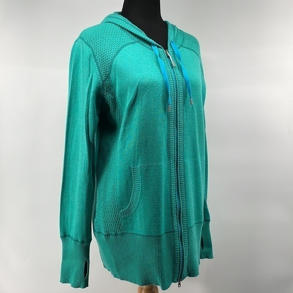 EDDIE Bauer light weight knit hoodie full zip camping hiking outdoors sz lg - Picture 7 of 9